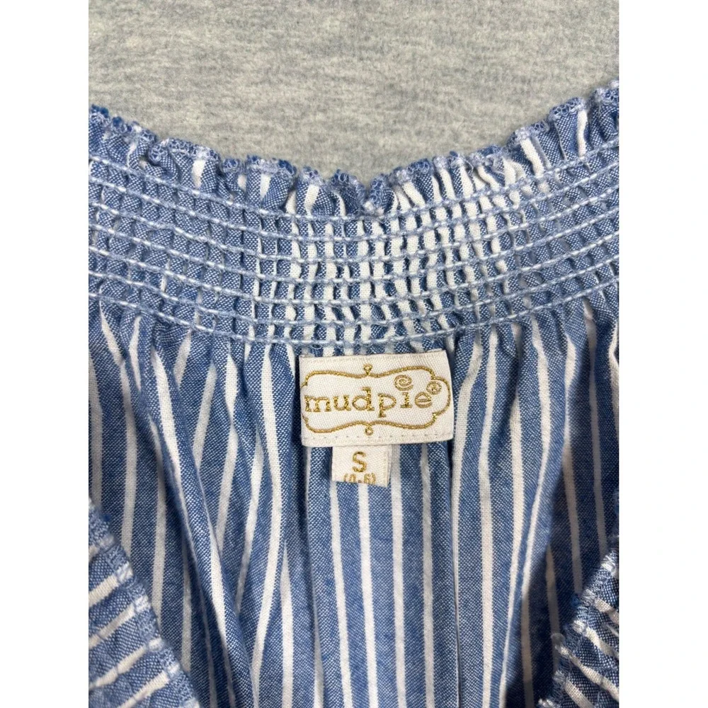 Mudpie Blue‎ Stripe Short Romper Off Shoulder Womens S Summer Beach Casual Cute